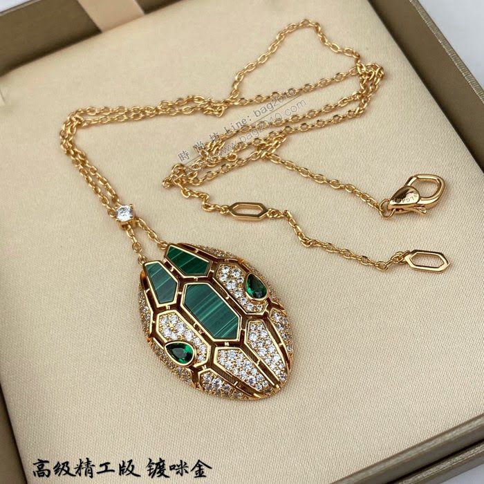 Bvlgari飾品 寶格麗天然孔雀石蛇項鏈  zgbq3127